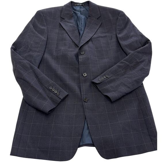 Hugo Boss Blazer Mens 44L Blue Gray Einstein Wool Cashmere Jacket Sport Coat - Picture 1 of 11